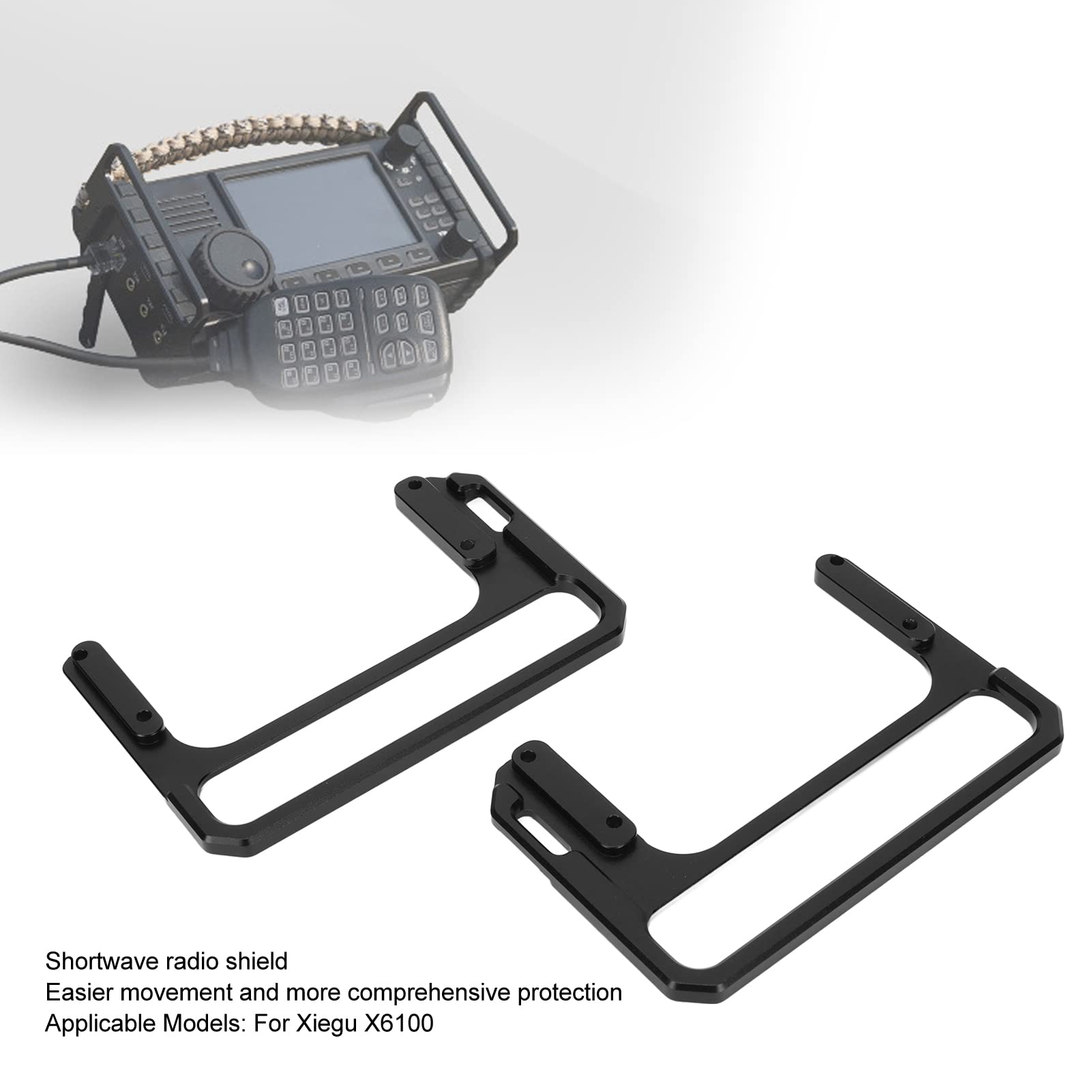 Xiegu X6100 Shortwave Radio Shield - CNC Aluminum Alloy Side Handle & Bracket Stand for Ham Radio | Portable Mounting Solution for Field Operations & Emergency Communications