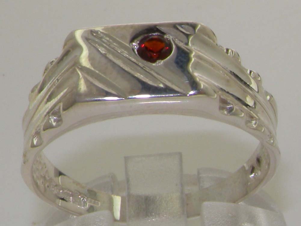 925 Sterling Silver Genuine Garnet Men's Signet Ring - Anniversary Gift for Him, Wedding Band, Birthday Present, Stylish Jewelry for Everyday Wear