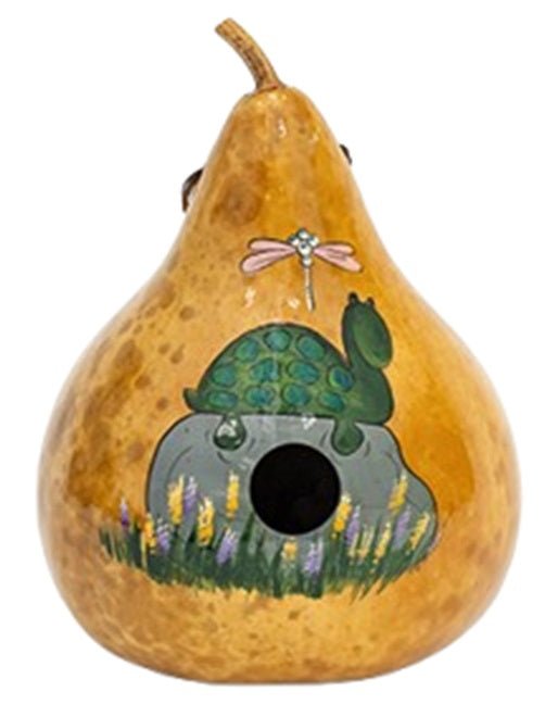 Hand-Painted Amish Gourd Birdhouse - Unique Turtle Design for Garden Decor | Perfect for Outdoor Bird Watching & Backyard Decoration