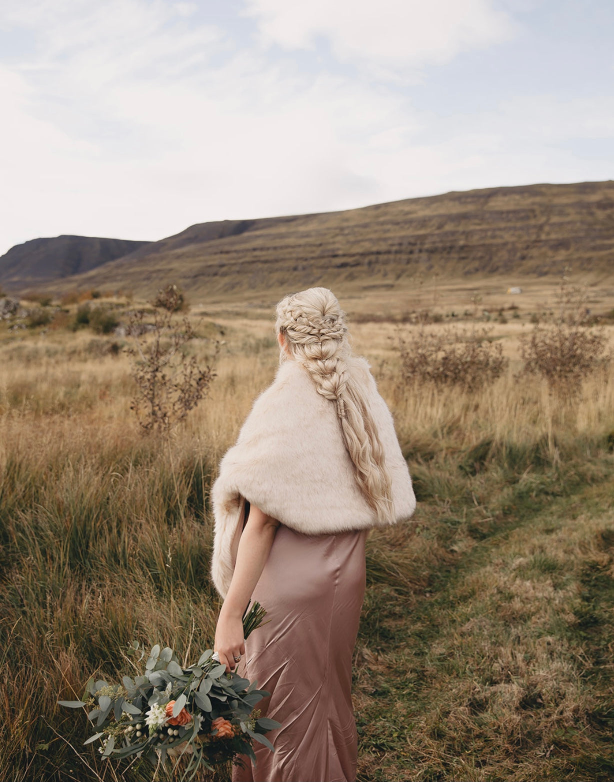 Butterfly Blu03 Blush Beige Fur Shawl Wrap - Soft Elegant Women's Fashion Scarf for Winter Weddings & Evening Events
