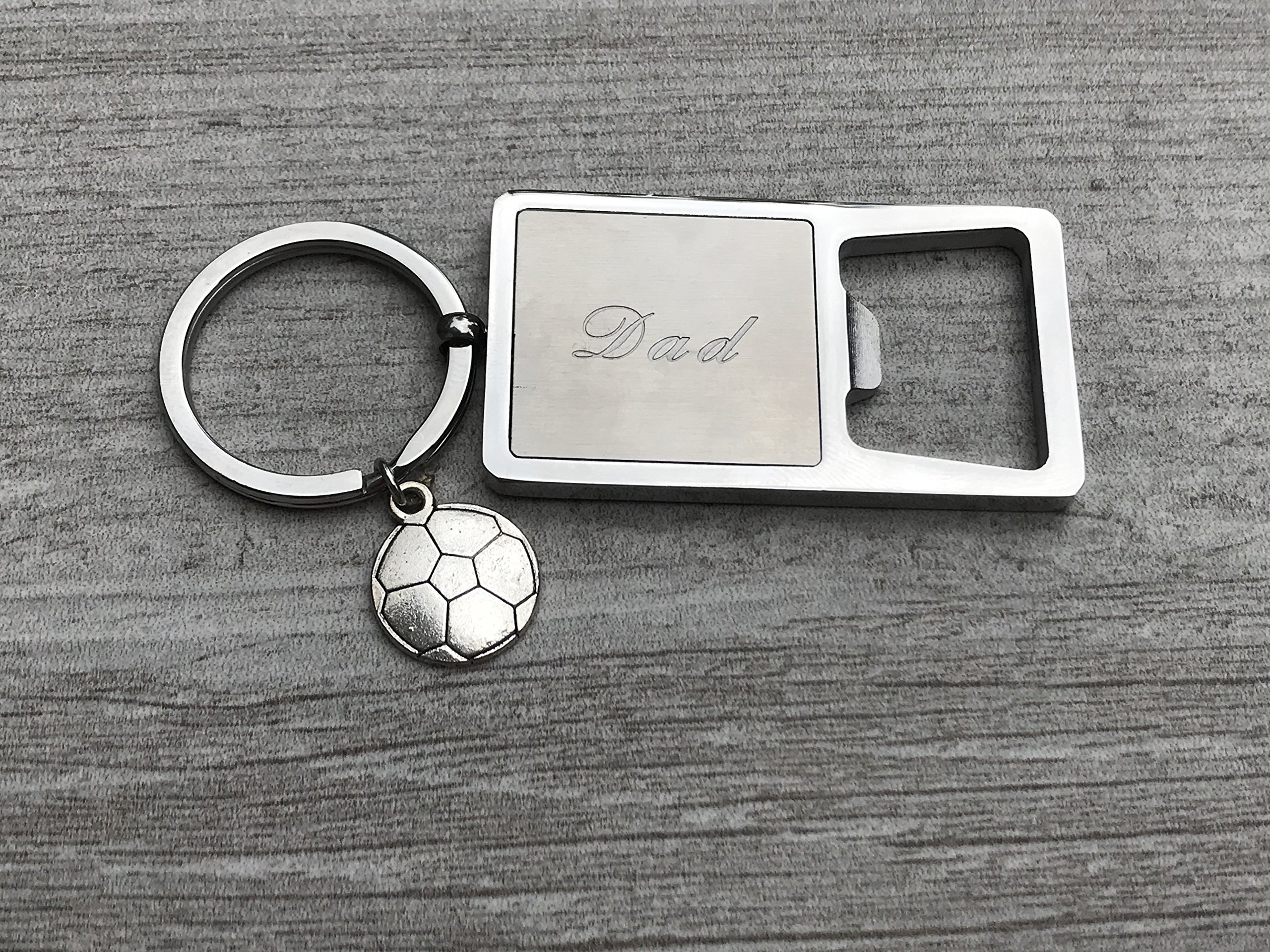 Soccer Dad Stainless Steel Bottle Opener Keychain - Father's Day Gift, I Love You Dad Keychain - Perfect for BBQ, Tailgating & Sports Events