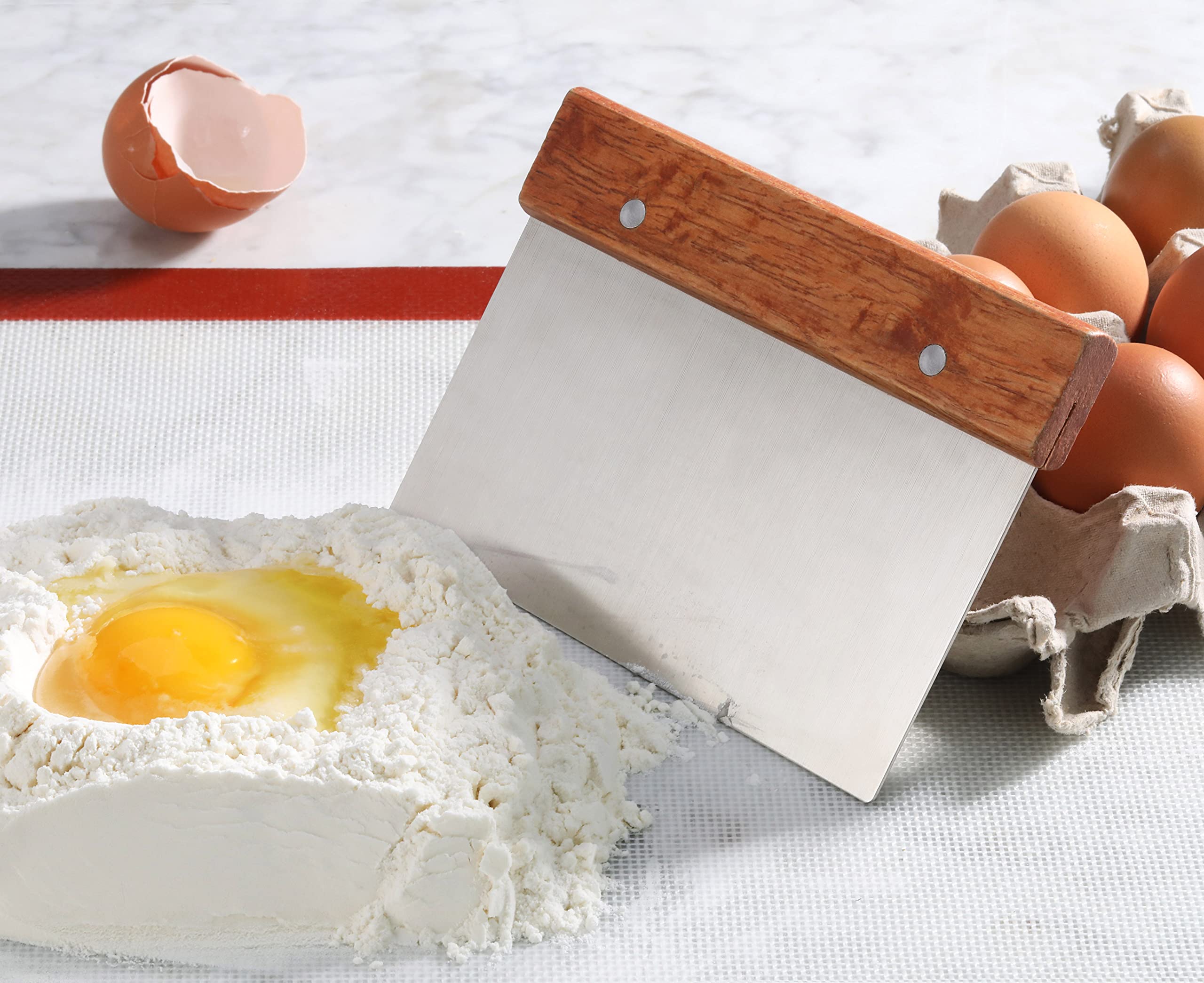 Premium Wood Handle Dough Scraper - 6