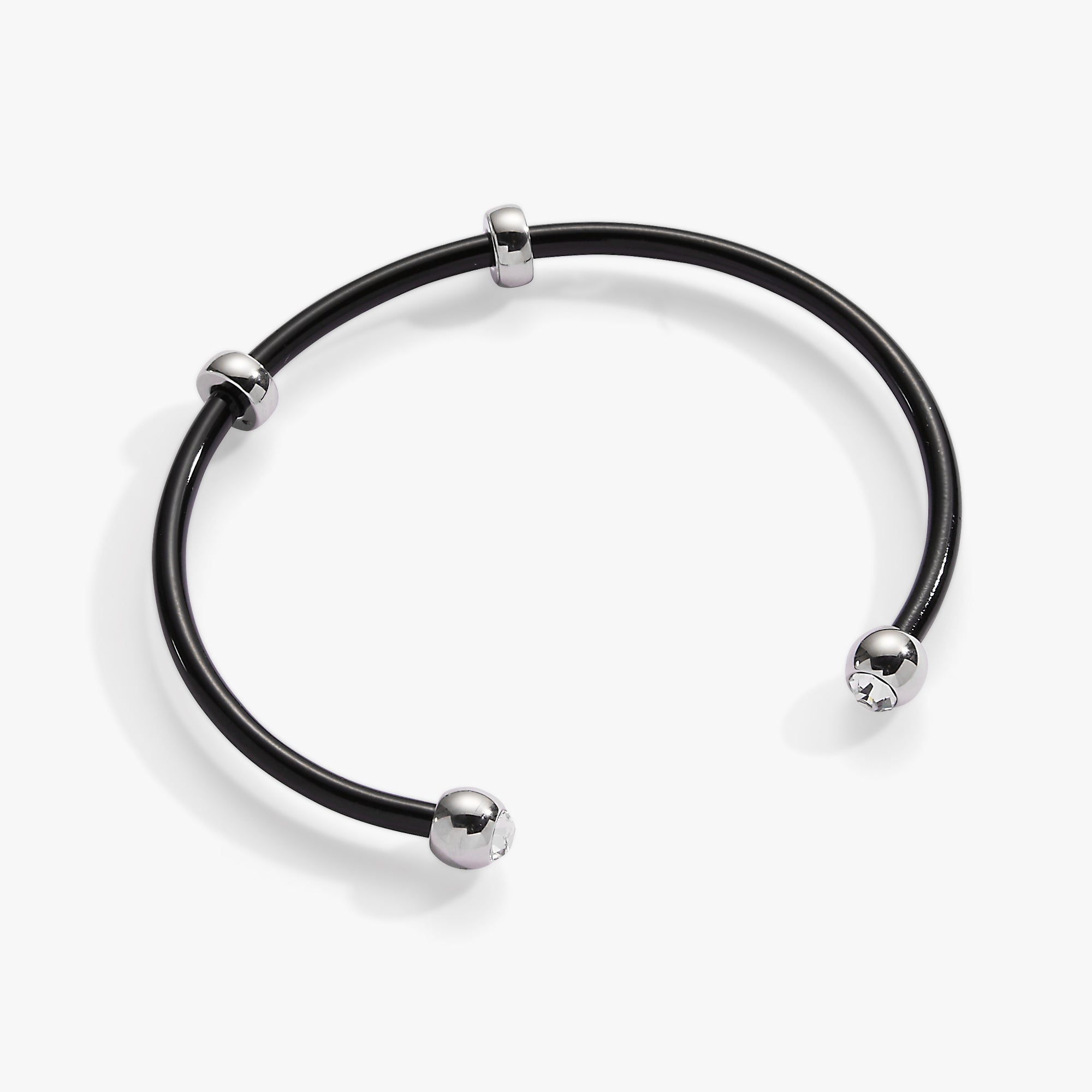 Elegant Black Bezel Stone Enamel Cuff Bracelet - Perfect for Evening Wear & Special Occasions