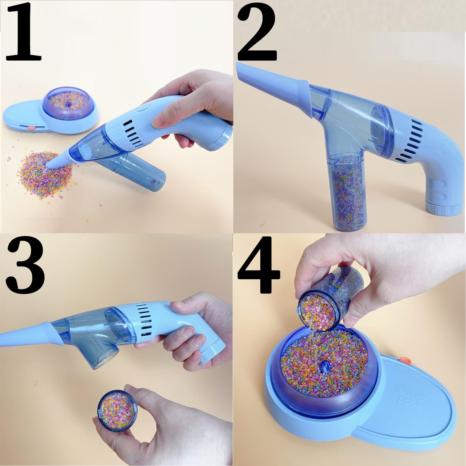 Electric Bead Suction Tool - Handheld Vacuum for Jewelry Making, Tiny Bead Cleaner & Bug Vacuum Machine - Portable Craft & Car Cleaning Device (Blue) | Perfect for Jewelry Design, Crafting & Small Debris Removal