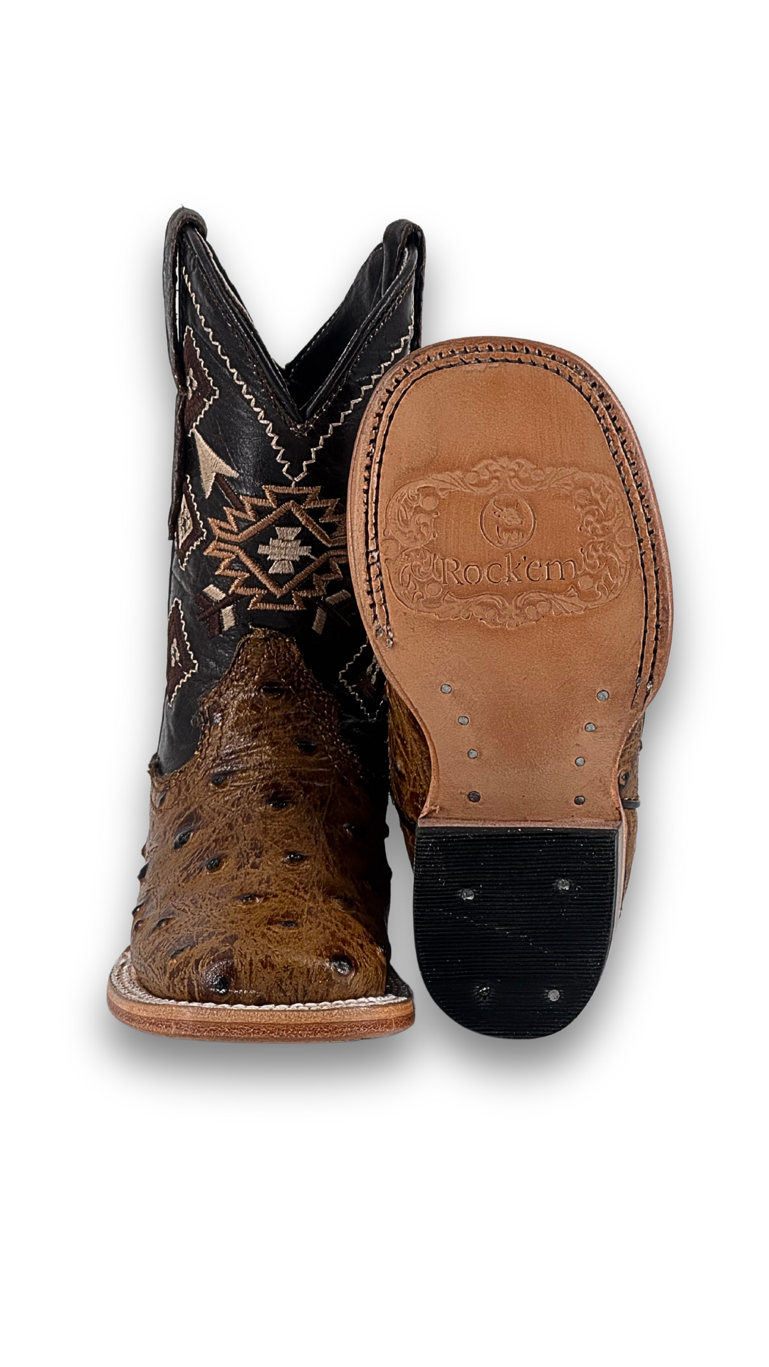 Little Ostrich Pro Rodeo Kids Boots - Western Style Cowboy Boots for Boys & Girls - Durable Leather Riding Boots for Rodeo, Horseback Riding & Country Fashion