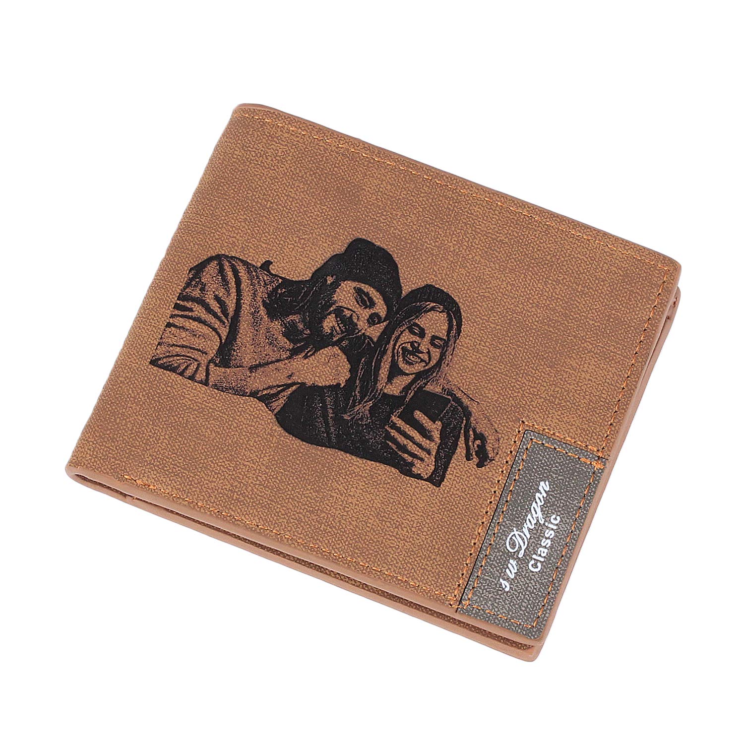 Personalized Engraved Leather Wallet for Men - Custom Photo & Name Wallet - Perfect Gift for Husband, Dad, Son, Boyfriend & Groomsmen - Ideal for Weddings, Anniversaries & Special Occasions