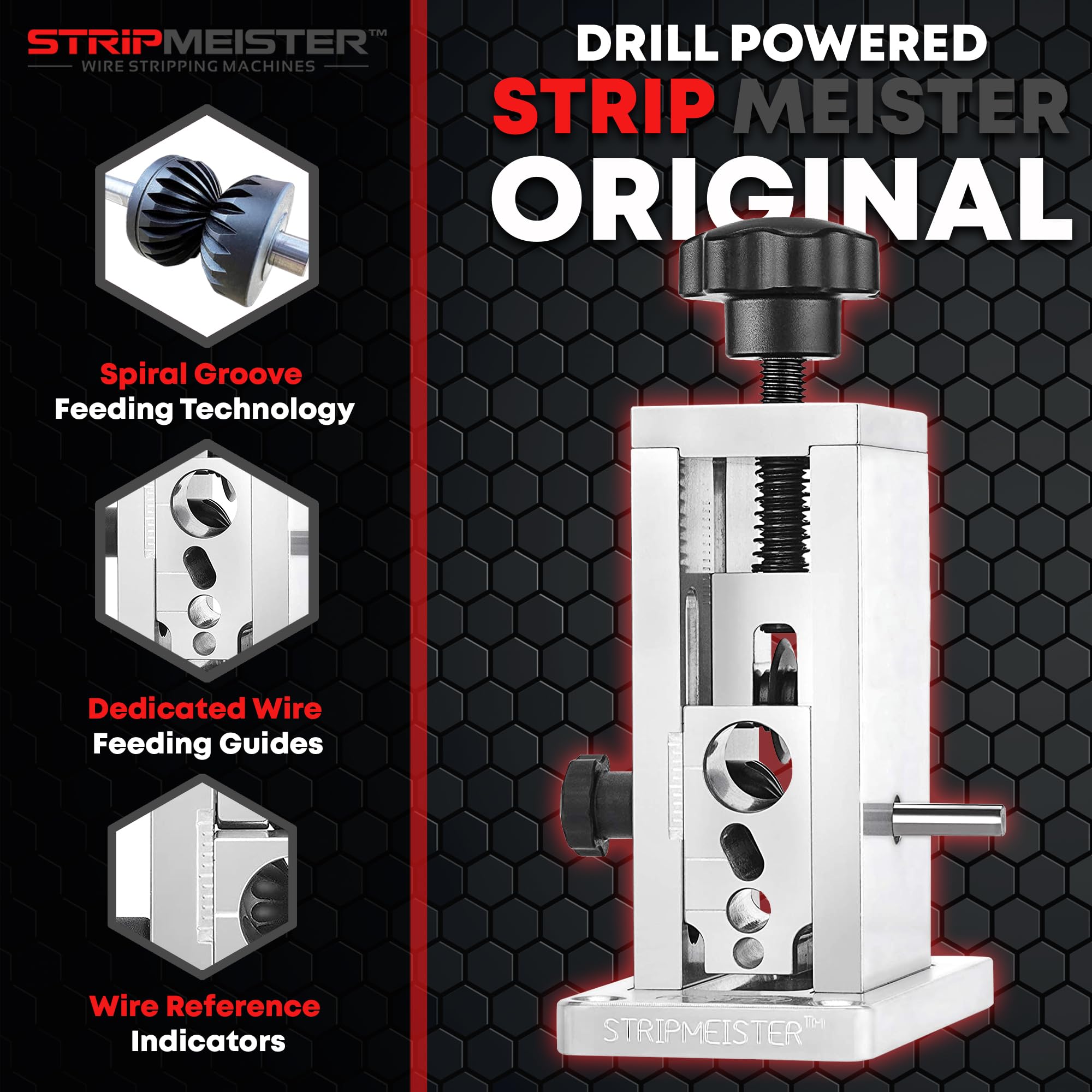 StripMeister Original Drill-Powered Wire Stripper Machine - Easy Manual Wire Stripping Tool for Copper & Electrical Wires | Perfect for Electricians, DIY Projects & Home Renovations