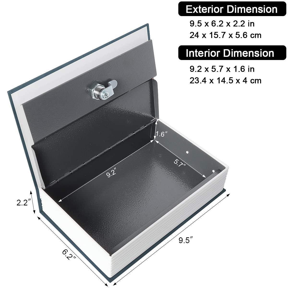 Hidden Metal Secret Safe with Key Lock - Secure Cash Box for Money, Jewelry & Valuables | Large Blue Home Safe for Office, Travel & Emergency Storage
