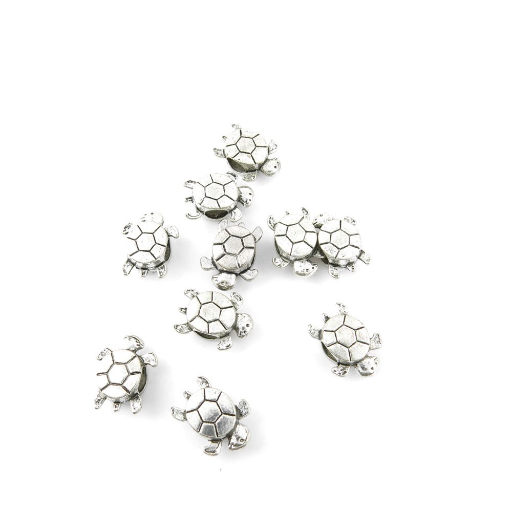Jewelry Making Charms - CKGK08 Sea Turtle Loose Beads Pendant in Ancient Silver Finish - Bulk Craft Supplies for DIY Bracelets, Necklaces & Keychains - Perfect for Beach Theme Jewelry & Gifts