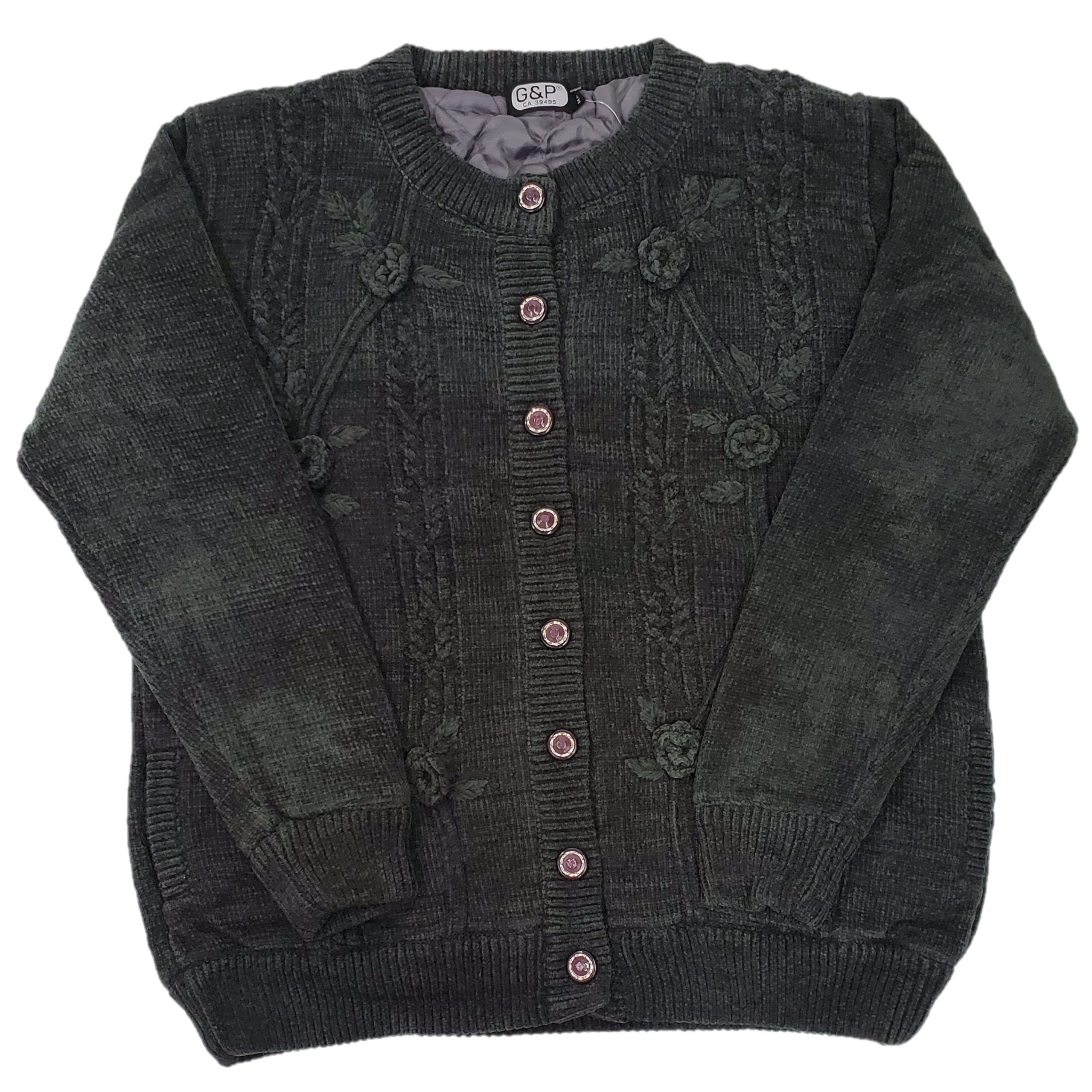 Women's Floral Embroidery Cardigan with Soft Chenille Lining - Cozy Knit Sweater for Fall & Winter, Perfect for Office, Date Night and Casual Outfits
