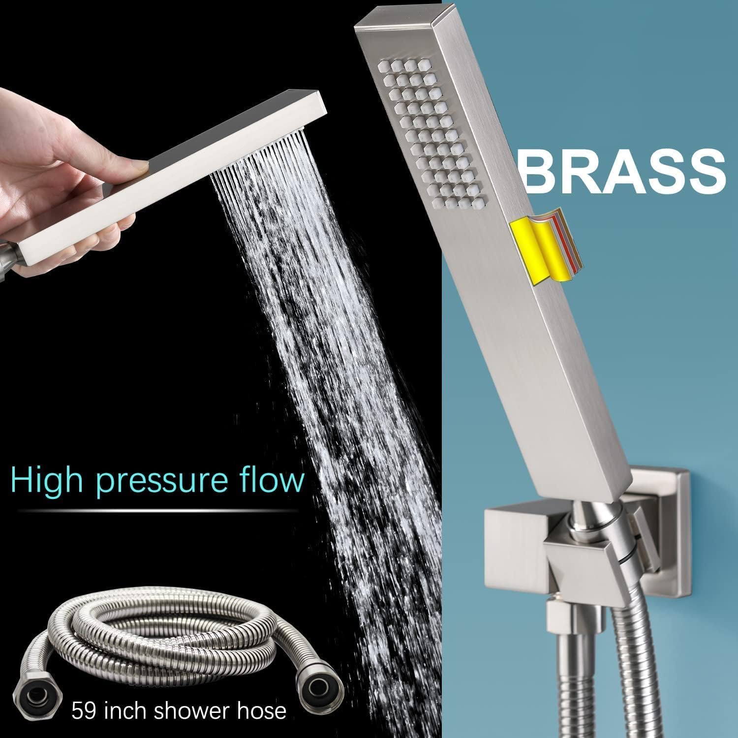 Enga 12-Inch Full Body Shower System with Adjustable Body Sprays - Wall Mounted All Metal Rain Shower Head with Rough-in Valve in Brushed Nickel - Perfect for Luxury Bathroom Renovation & Spa-Like Shower Experience