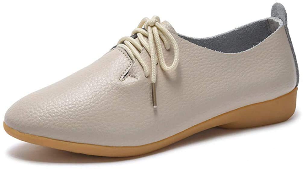 Women's Breathable Faux Leather Oxford Shoes - Lace-Up Low Heel Comfortable Walking & Driving Flats for Casual Wear | Perfect for Office, Travel & Everyday Outfits