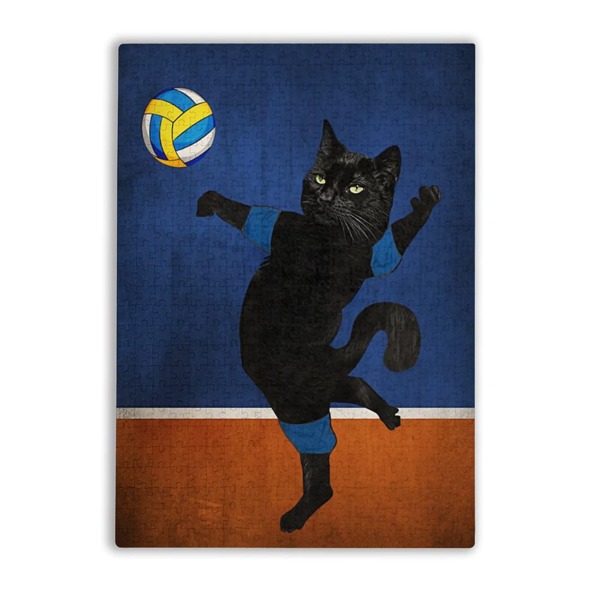 500-Piece Jigsaw Puzzle for Adults - Black Cat Playing Volleyball, Large Wooden Animal Puzzle for Stress Relief & Family Fun | Educational Toy & Unique Gift for Puzzle Lovers (Perfect for Relaxation, Family Game Nights & Home Decor)
