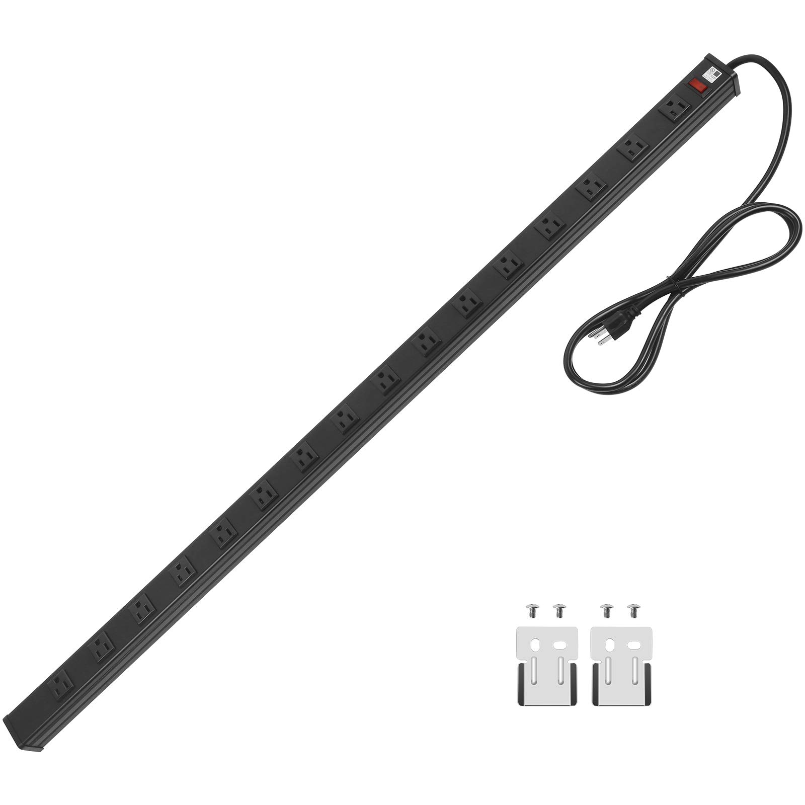 4Ft 12-Outlet Heavy Duty Metal Power Strip with 6Ft Extension Cord - Perfect for Home Office, Workshop & Entertainment Centers