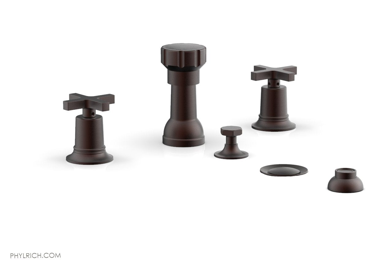 HEX MODERN 4-Hole Bidet Faucet Set with Cross Handles - Model 501 60 - Perfect for Bathroom Renovation & Modern Toilet Upgrades