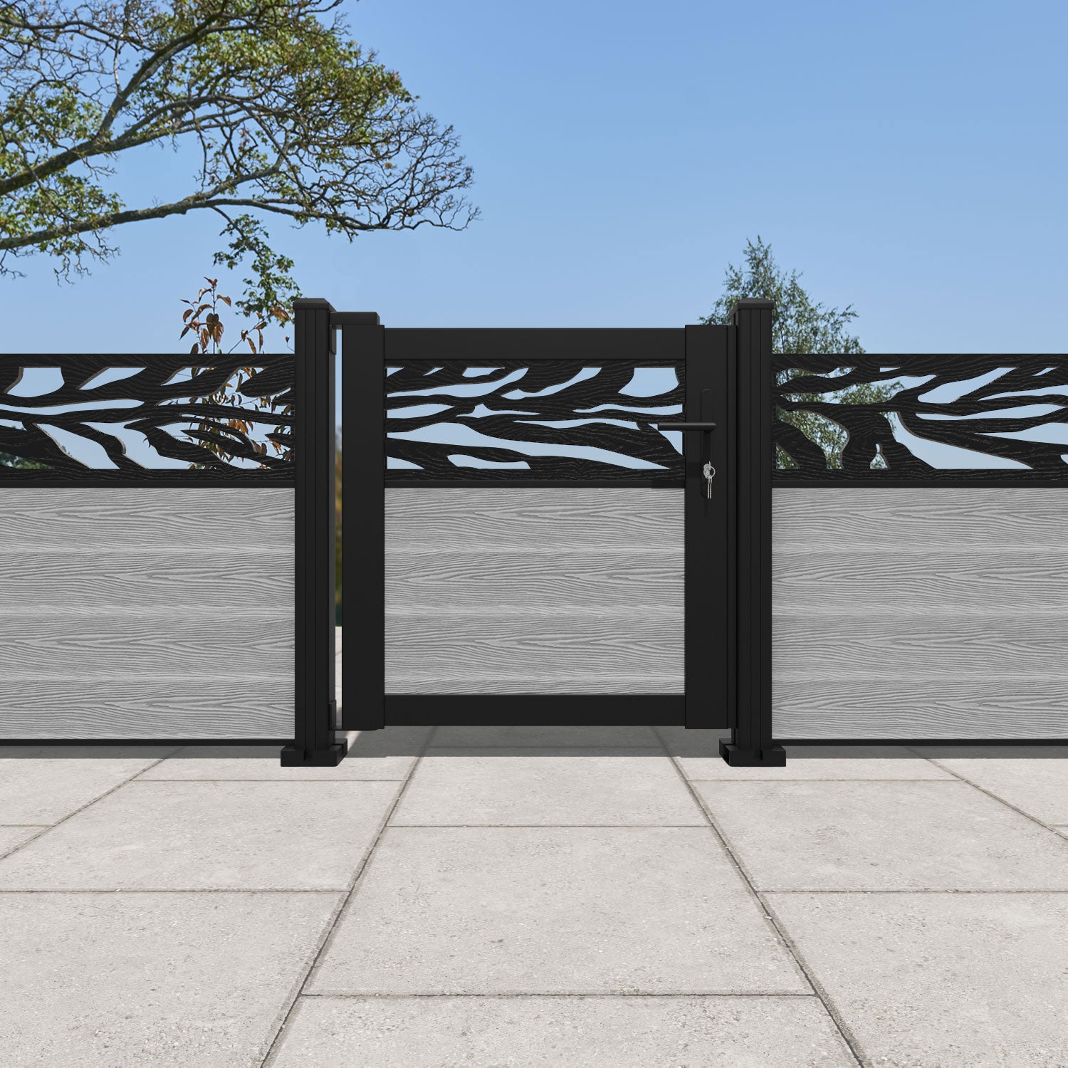 Classic Malawi Pedestrian Gate - Light Grey Steel Walkway Entry Door for Home, Garden & Backyard Security | Durable & Stylish Outdoor Fence Gate