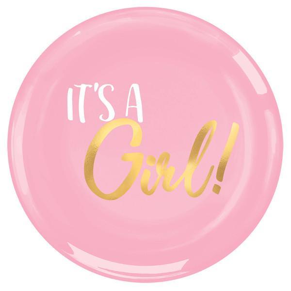 20-Pack 7.5 Inch Pink Plastic Plates for Baby Shower Girls - Durable, Disposable Party Tableware for Birthday Celebrations, Bridal Showers & Special Events