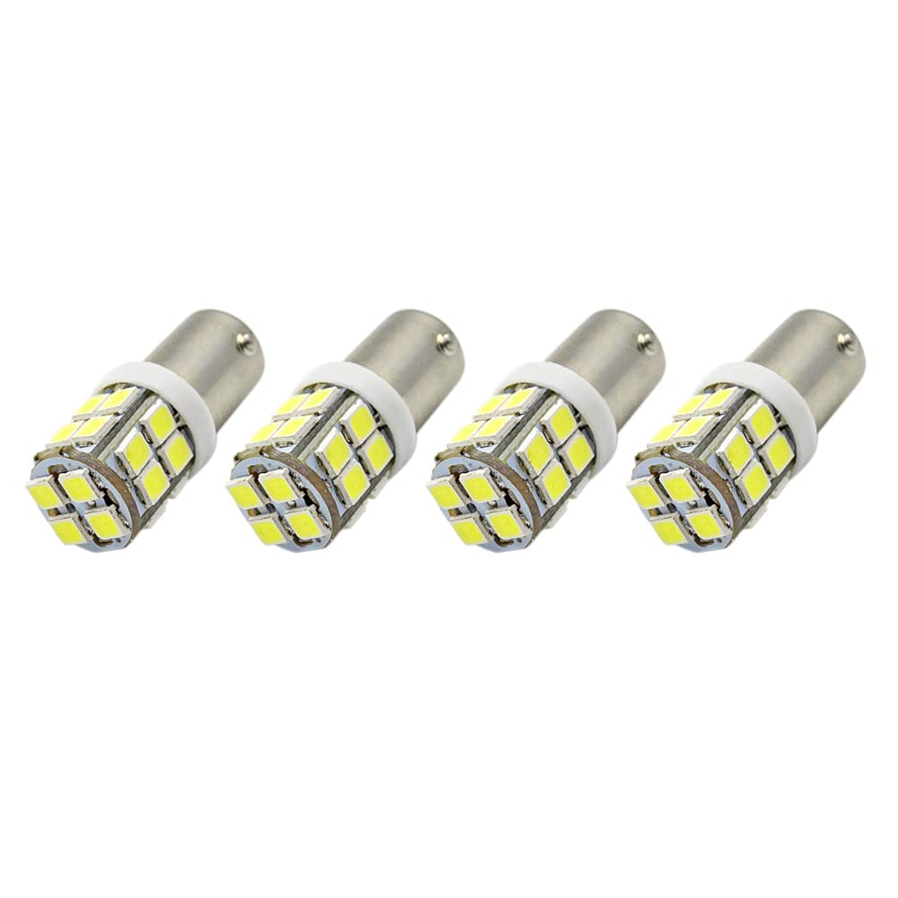 Ruiandsion 4-Pack BA9S LED Bulb 12V Super Bright 2835 20SMD Chipset - BA9 BA9S 53 57 1895 64111 Replacement Bulbs for Interior Lights, Side Door Courtesy Lights (White) - Perfect for Cars, Trucks, Boats, RVs & Home Lighting