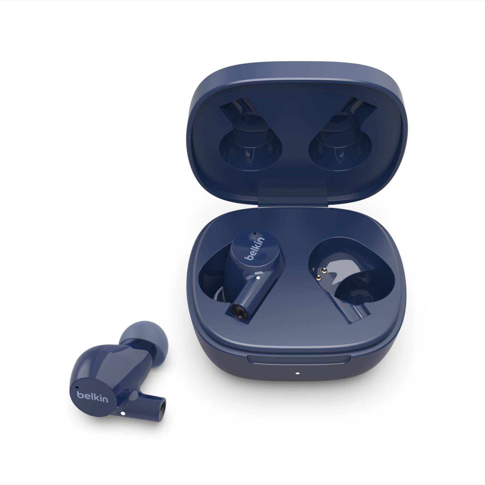 Belkin SoundForm Rise True Wireless Earbuds with Wireless Charging Case - Bluetooth 5.0 Headphones with Dual Mic & IPX5 Waterproof - Compatible with iPhone Samsung Android - Perfect for Gym Running Workout Travel - Blue