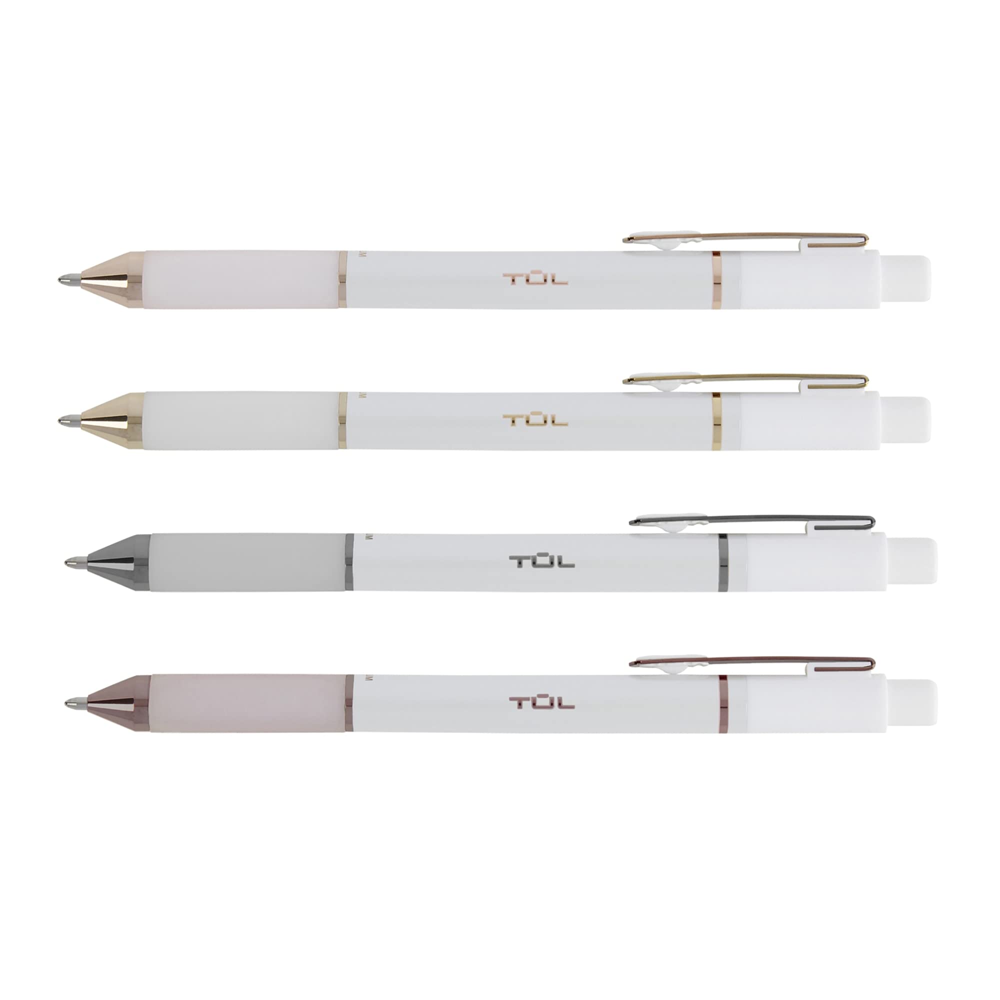 TUL® GL Series Retractable Gel Pens - 0.7mm Medium Point, Pearl White Barrel with Black Ink, 12-Pack for Office, School & Note Taking