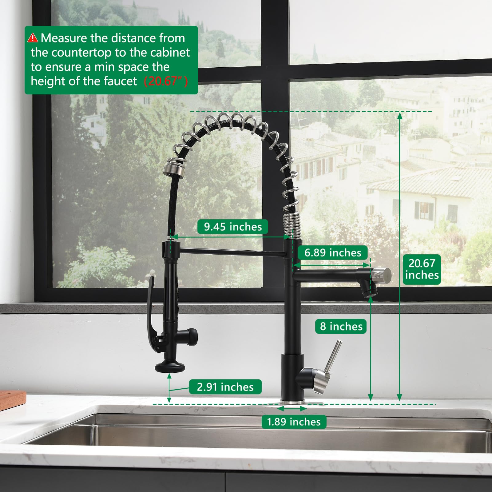 Commercial Pull Down Kitchen Faucet with Sprayer - Matte Black & Brushed Nickel Finish - Ideal for Restaurant, Bar & Home Kitchen Sink