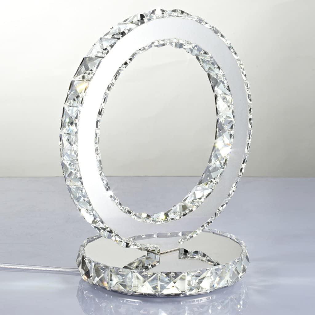 Elegant Crystal Rings Table Lamp - Modern LED Bedside Night Light for Bedroom, Living Room, and Office Decor