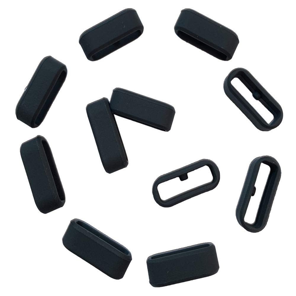 FitTurn 11-Pack Black Silicone Band Fastener Rings - Secure Replacement Band Keepers for Amazfit T-Rex Watches | Durable Watch Accessories for Sports, Fitness & Outdoor Activities