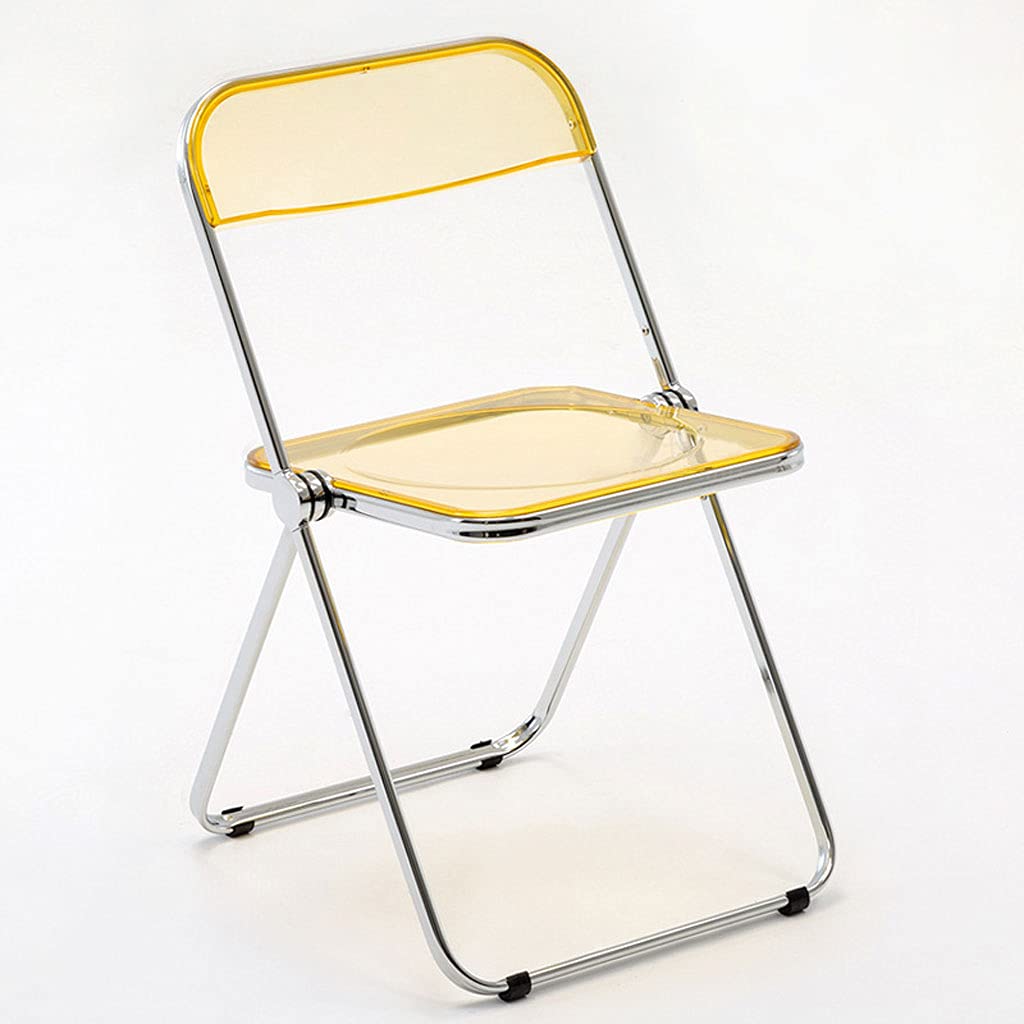 SHENXINCI Clear Transparent Folding Chair - PC Plastic Living Room Seat with Chrome Frame, Silent Foldable Design, No Assembly Required - Perfect for Home, Office, Bar, Hotel & Restaurant (8 Color Options)