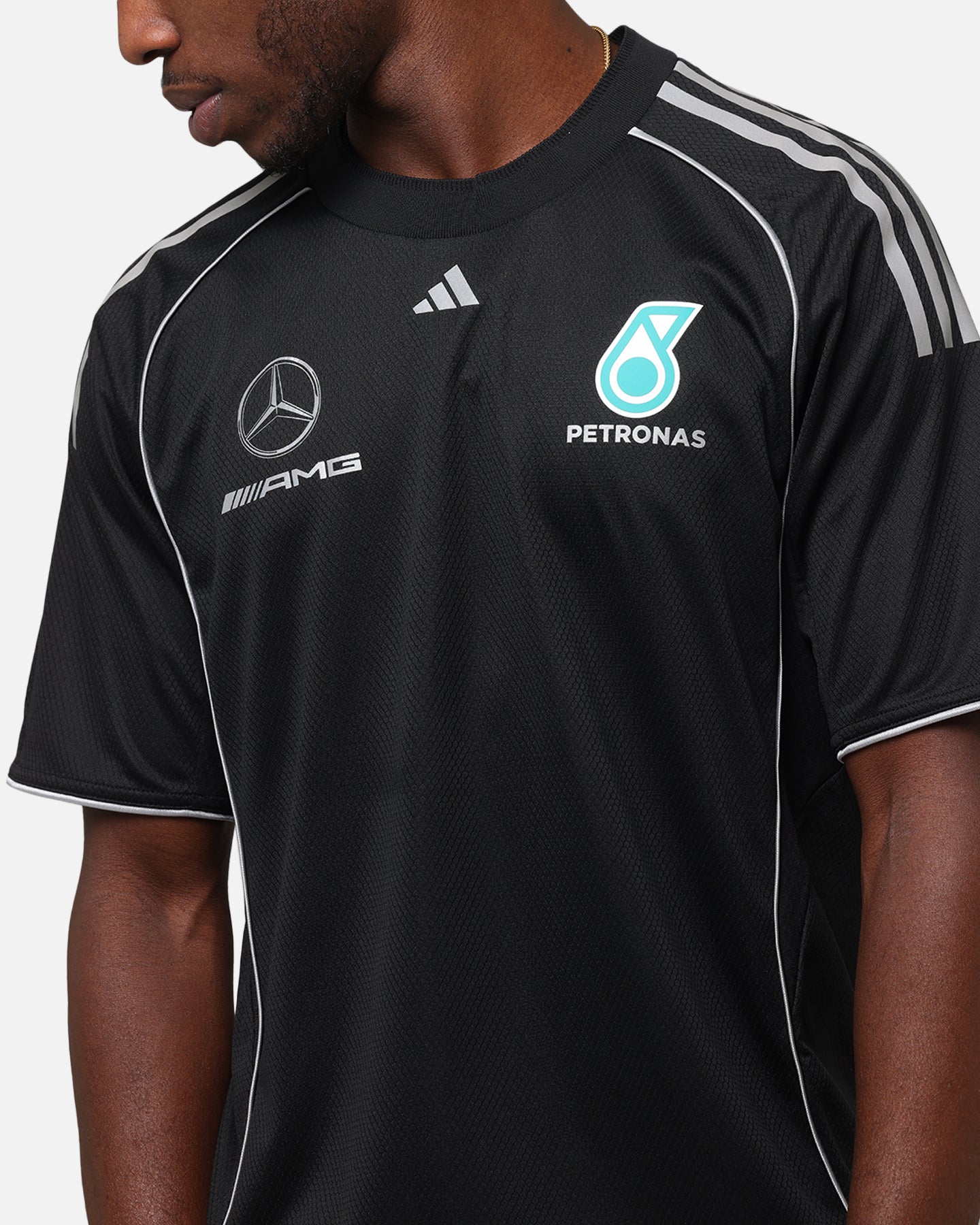 Adidas x Mercedes AMG Petronas Formula One F1 DNA T-Shirt - Black/Silver - Men's Racing Fan Apparel for Casual Wear & Motorsport Events