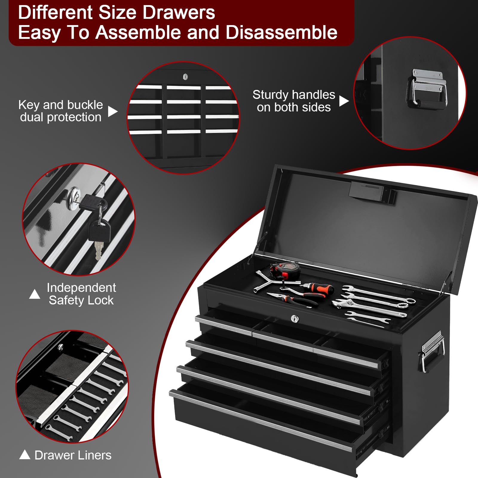 8-Drawer Rolling Tool Storage Cabinet - Heavy Duty 2-in-1 Large Capacity Tool Box with Wheels & Lockable Drawers, Detachable Top Chest, Metal Tool Cart for Garage, Workshop & Home Organization