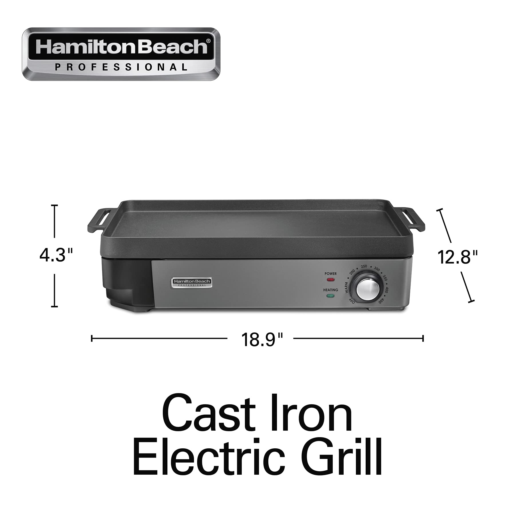 Hamilton Beach Professional Cast Iron Indoor Electric Grill & Griddle - 10