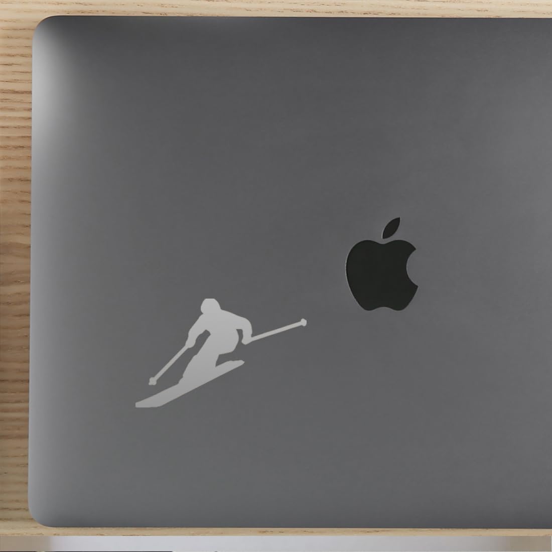 Premium Waterproof Vinyl Decal Stickers - Skier Silhouette (Metallic Silver, Set of 2) for Laptop, Phone, Helmet, Car Window, Bumper, Mug, Cup, Door & Wall Decor | Perfect for Winter Sports Enthusiasts & Home/Office Decoration