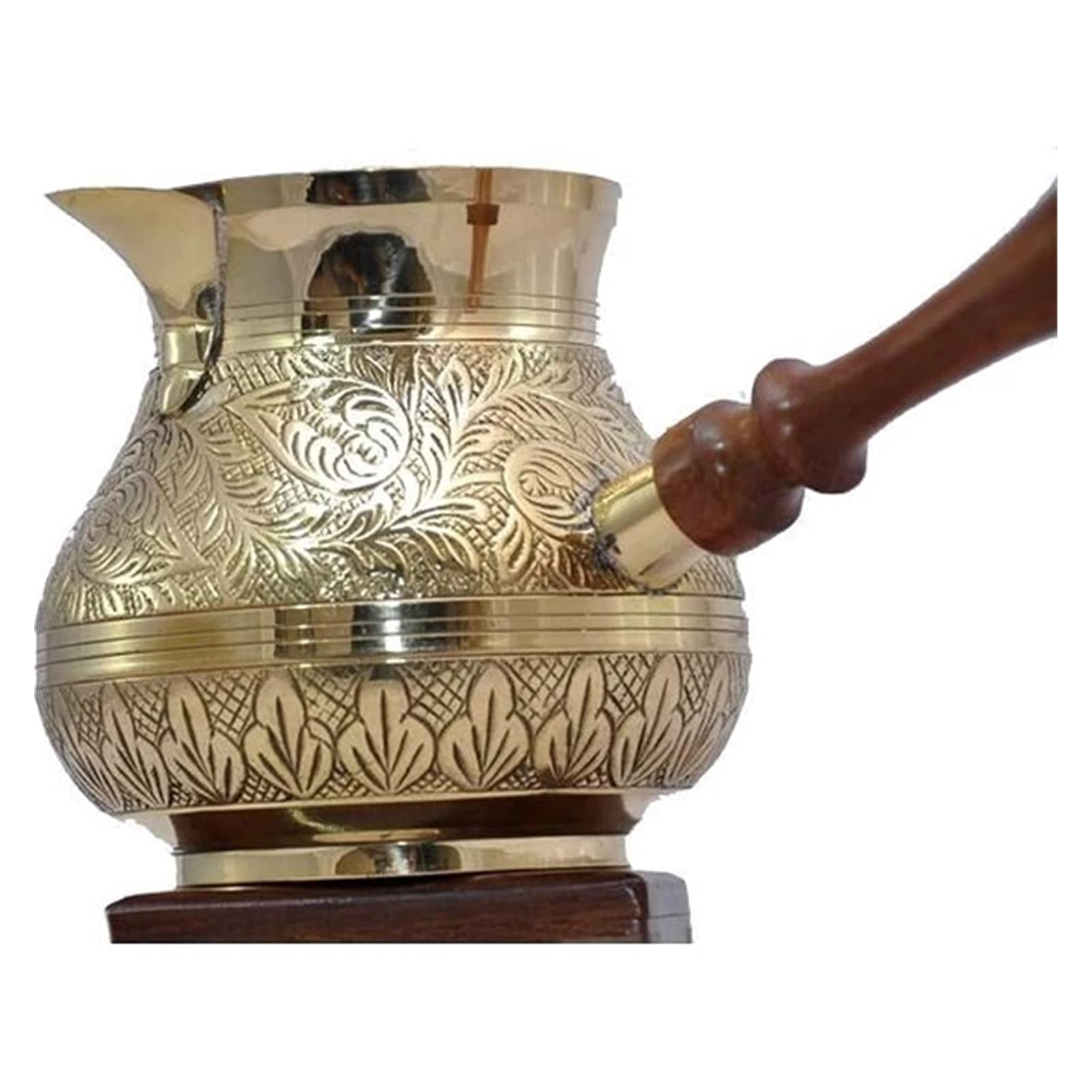 100% Pure Copper Turkish Ottoman Arabic Coffee & Tea Pot - Handcrafted Espresso Maker with Golden Inlaid Patterns for Home, Office & Gift Use
