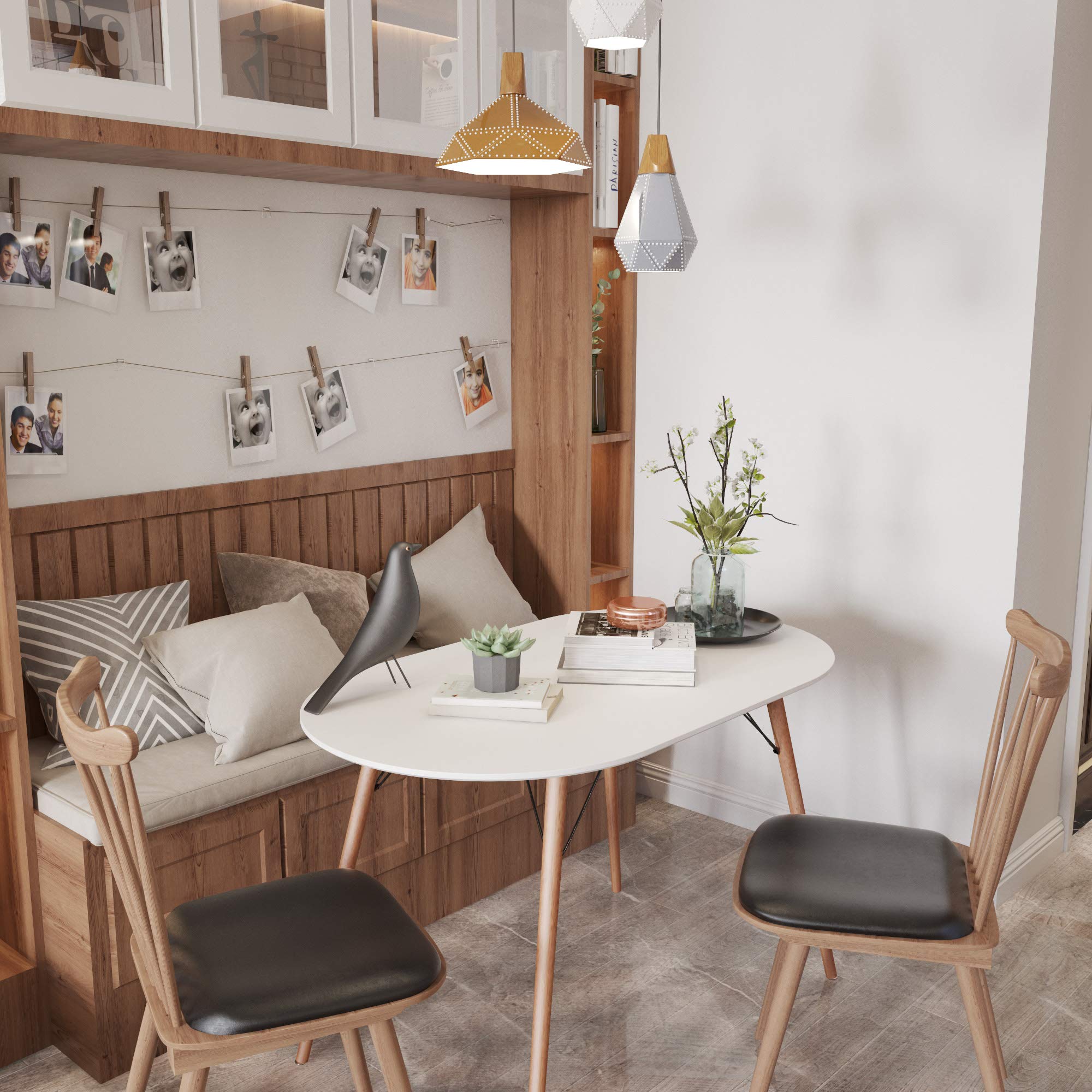 Mid Century Modern Dining Table - White Kitchen Table for Home, Office, Bistro & Cafe | Simple & Stylish Computer Desk & Writing Table | Perfect for Small Spaces, Breakfast Nook & Cozy Dining