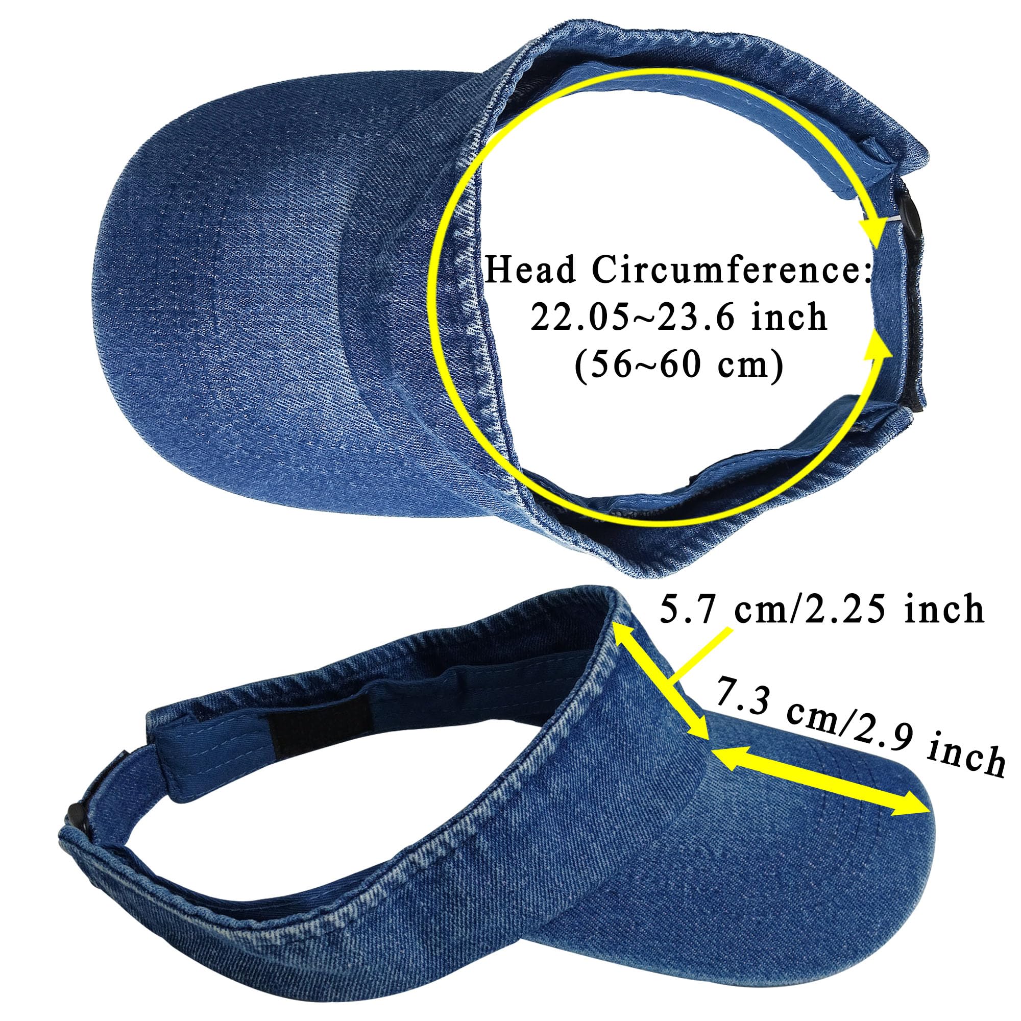 Women's Adjustable Denim Sun Visor Hat - Retro Sport Cap for Beach, Golf, Tennis & Outdoor Activities | UV Protection Summer Hat for Sports & Casual Wear