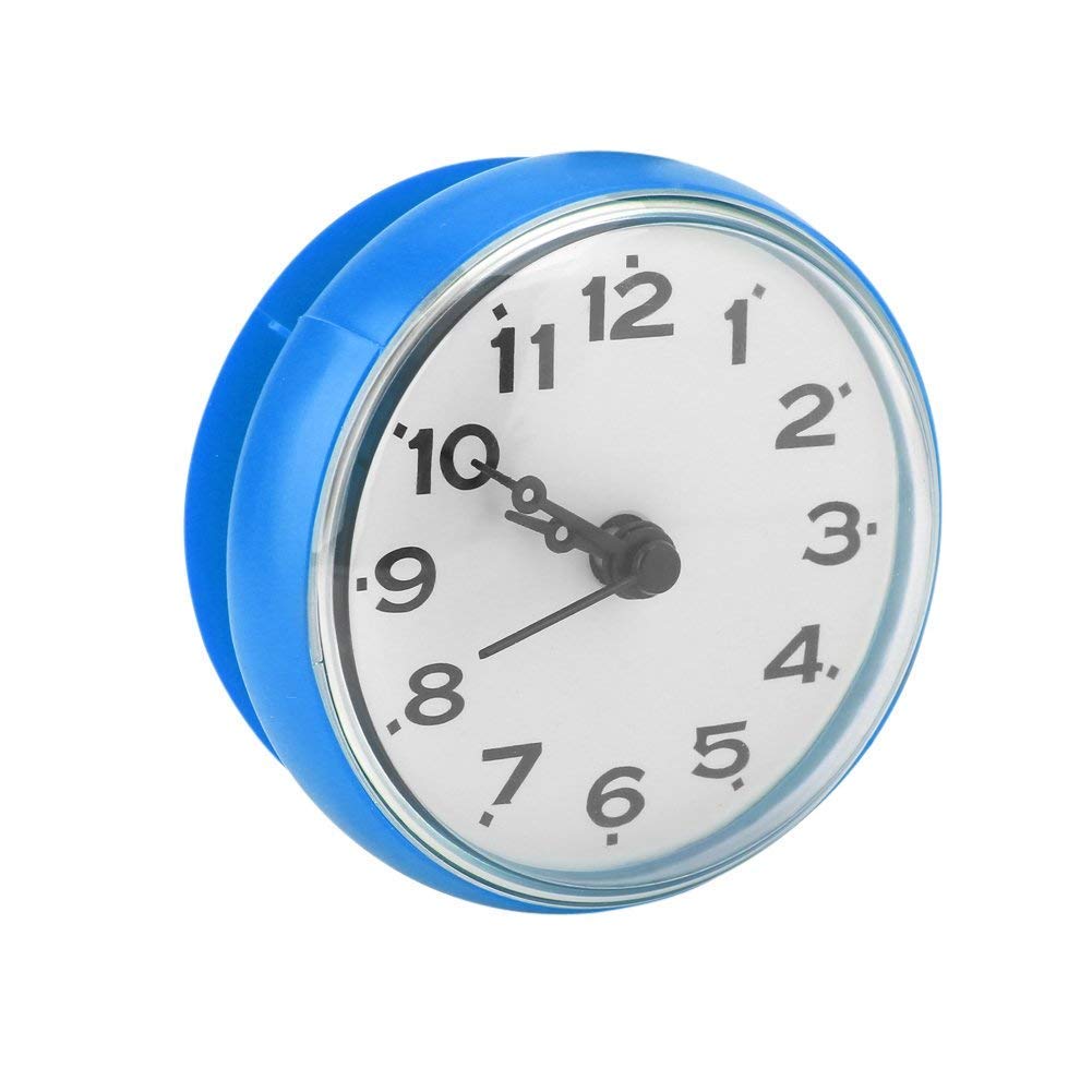 Yosoo Waterproof Shower Clock with Strong Suction Cup - Round Arabic Digital Bathroom Clock for Shower, Kitchen & Pool - Non-Slip Bath Accessories (Blue) | Perfect for Bath Time, Swimming, Spa & Home Decor