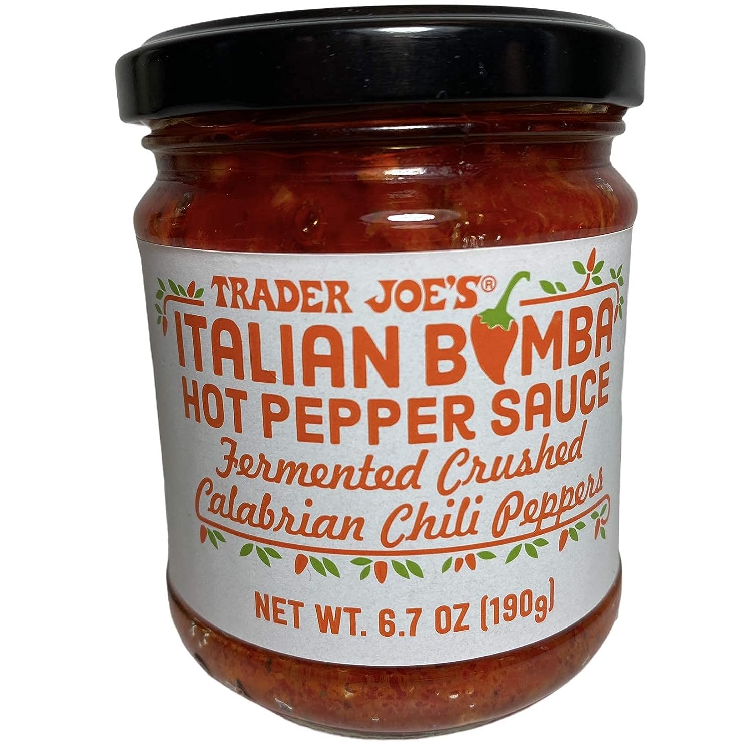 Trader Joe's Italian Bomba Hot Pepper Sauce - Fermented Crushed Calabrian Chili Peppers, Spicy & Flavorful (Pack of 1) | Perfect for Pasta, Pizza, Sandwiches & Charcuterie Boards