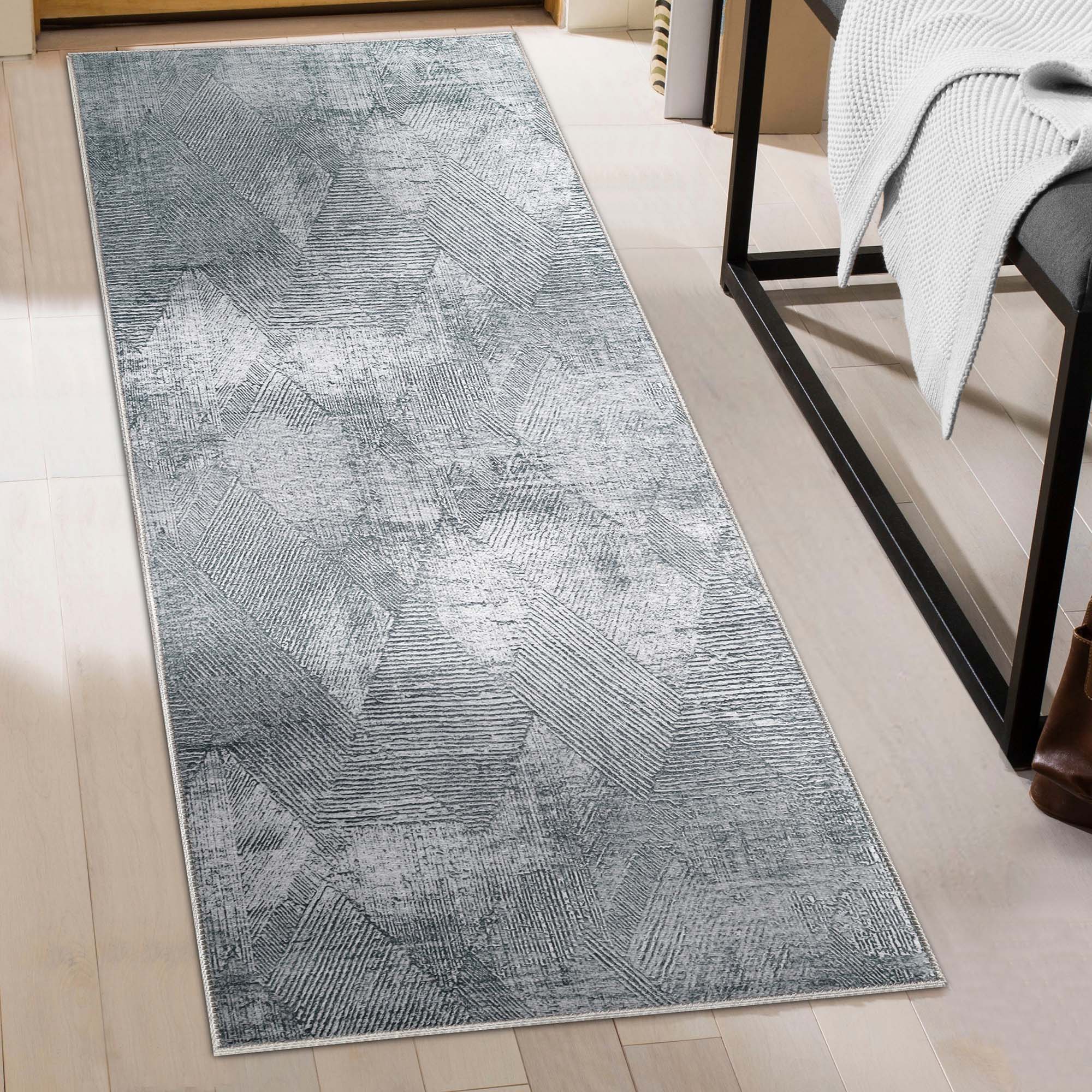Modern Geometric Power Loomed Indoor Area Rug - Non-Slip Living Room Carpet, Bedroom Runner Rug for Home Decor - Perfect for Living Spaces, Bedrooms & Offices