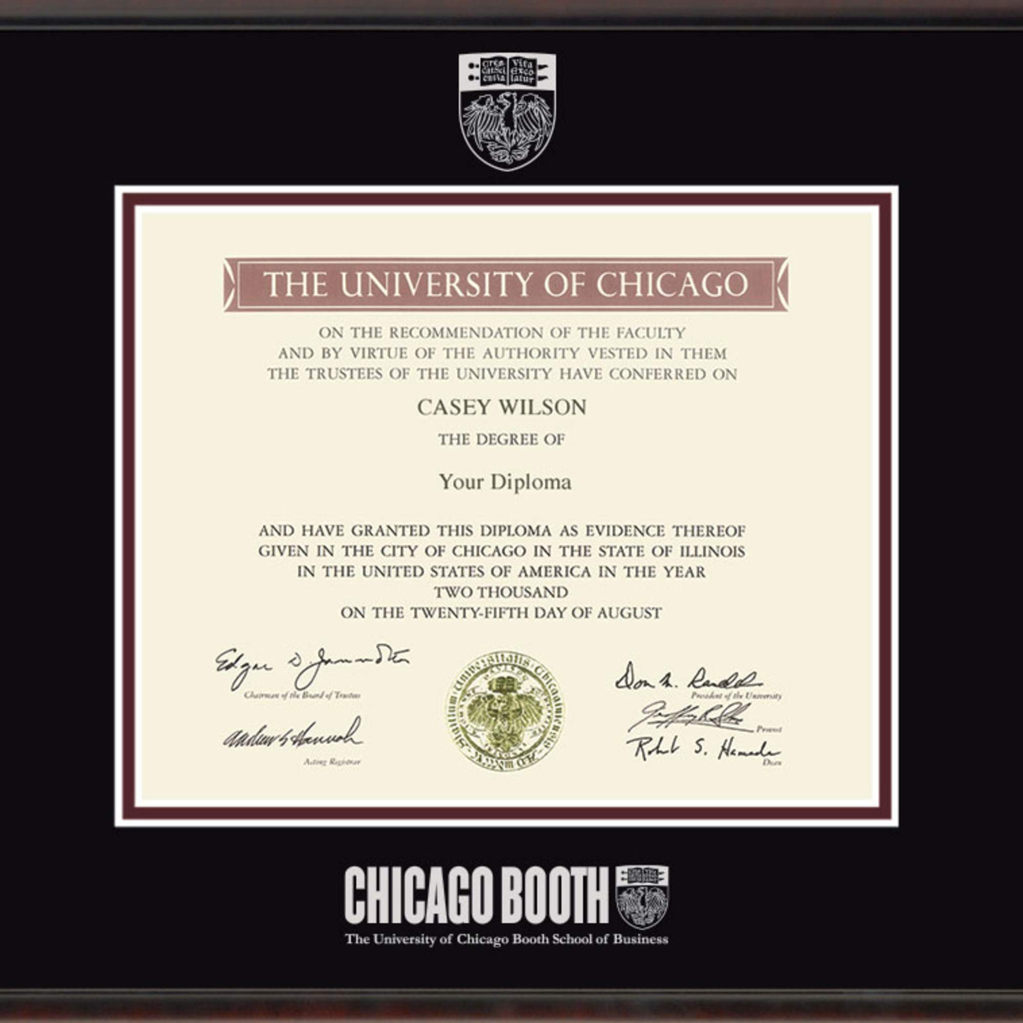 Premium M. LA HART Chicago Booth Diploma Frame - Elegant Fidelitas Design for University Diplomas & Certificates | Perfect for Office Decor, Graduation Gifts & Professional Display