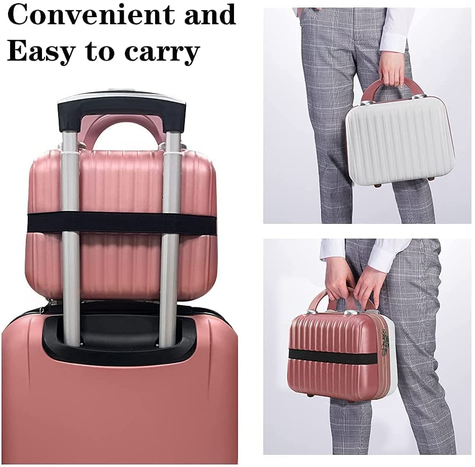 11 Inch Hard Shell Makeup Travel Case - Portable Cosmetic Train Case Bag with Elastic Straps & Mirror, Mini Suitcase Organizer for Women | Perfect for Air Travel, Bridal Makeup, Salon Professionals & Toiletry Gifts