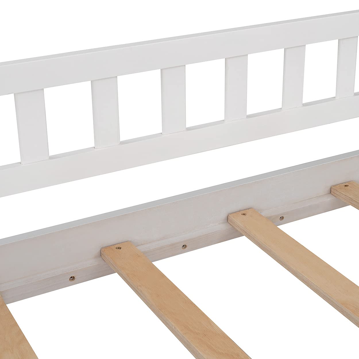 **Kids Twin Loft Bed with Slide & Storage - Solid Wood House Loft Bed with Pitched Roof, Guardrails, 3-Step Stairs & 2 Drawers (White & Wood) - Perfect for Small Bedrooms, Playrooms & Sleepovers**