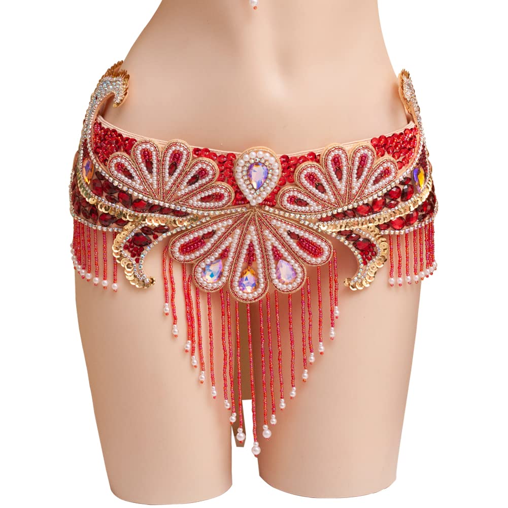 ROYAL SMEELA Women's Sequin Belly Dance Costume Set - Sparkling Belly Dance Bra & Belt Outfit for Performances, Halloween, Carnival & Parties