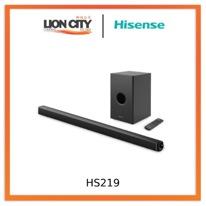 Hisense HS219 2.1 Channel Soundbar with Wireless Subwoofer - Home Theater Audio System for TV, Movies & Gaming - Compact Sound Bar for Living Room & Bedroom Entertainment
