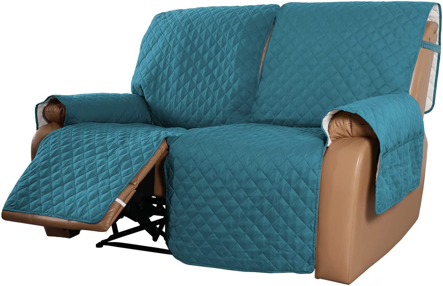 Anti-Slip Recliner Sofa Cover - Water Repellent 2/3 Seat Couch Slipcover for Reclining Couches, Quilted Pet & Dog Furniture Protector (Dark Blue, 2-Seater) - Perfect for Living Room, Family Room & Home Theater
