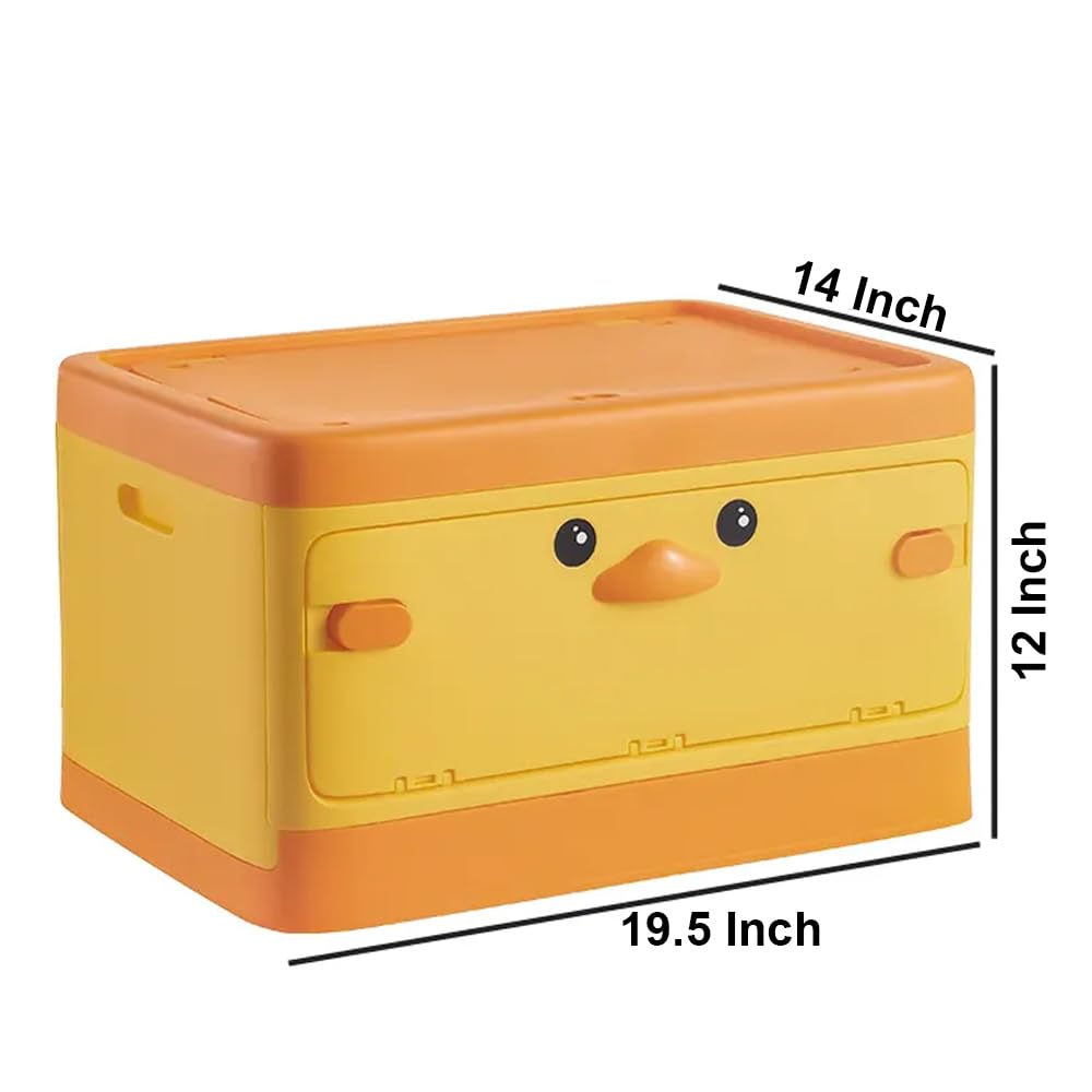 Foldable Duck-Shaped Kids Toy Organizer with Stackable Design & Open Lid - Multifunctional Storage Bin for Toys, Clothes, Books & Snacks - Perfect for Nursery, Playroom & Kids Bedroom Organization