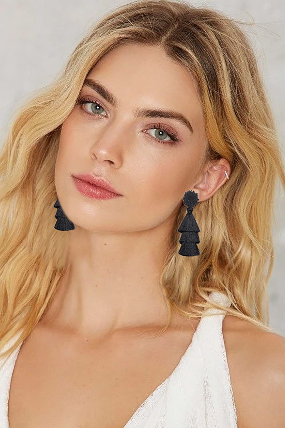 Bohemian Layered Tassel Earrings for Women - Lightweight Colorful Beaded Fringe Drop Dangle Statement Stud Earrings | Perfect for Festivals, Parties and Everyday Wear