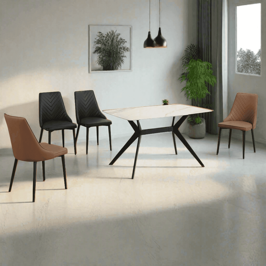Premium Janette Sintered Stone Dining Table - Durable & Stylish Modern Kitchen Furniture for Family Gatherings & Dinner Parties