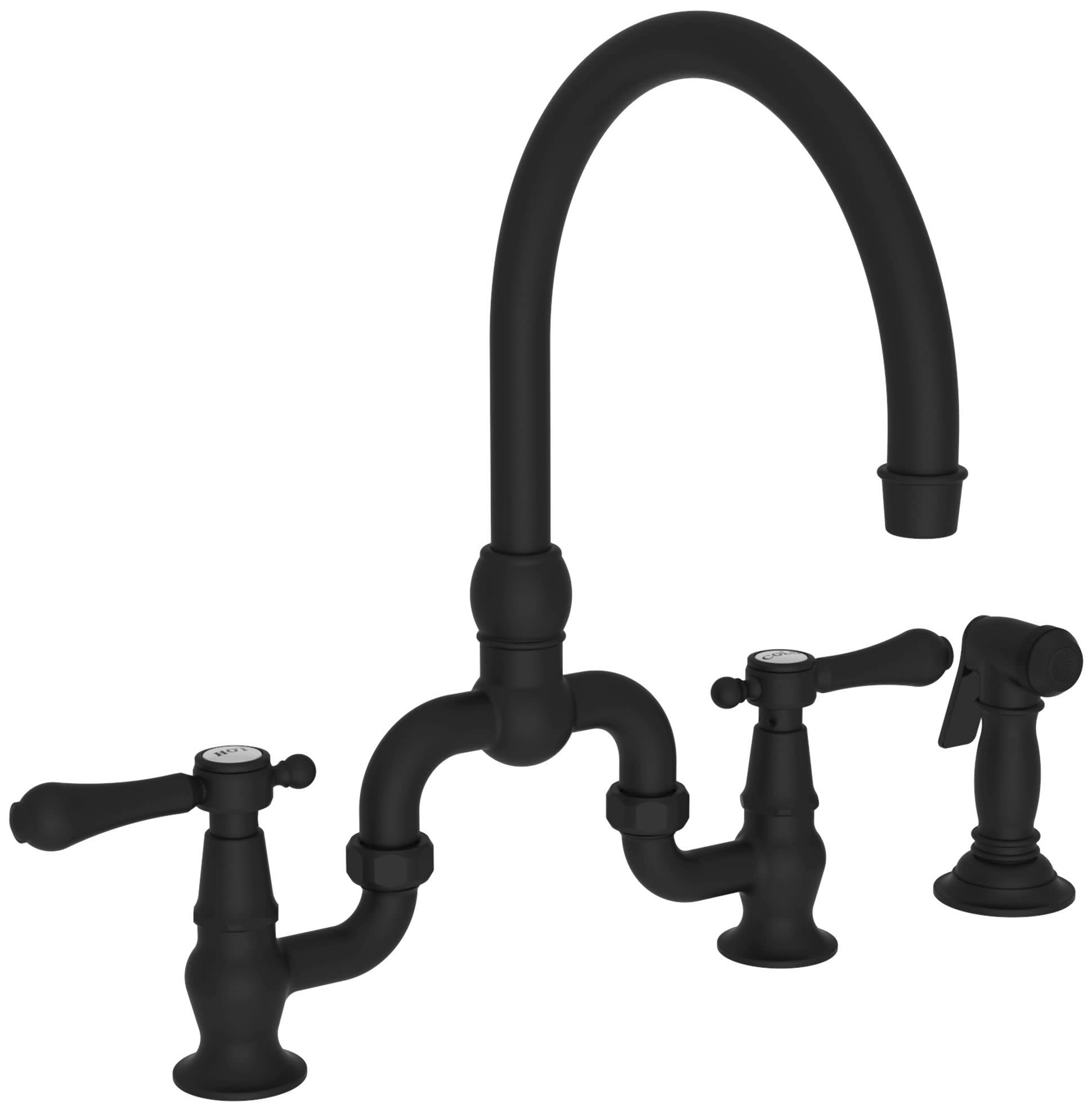 Chesterfield 9459 Flat Black Kitchen Bridge Faucet with Pull Down Side Spray - Modern Farmhouse Sink Faucet for Kitchen Remodeling & Home Upgrade