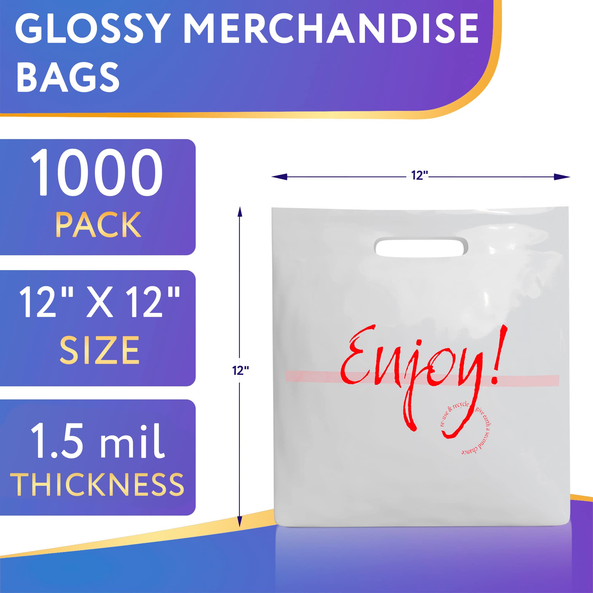 Eco-Friendly HDPE Die-Cut Handle Shopping Bags - Durable & Reusable Grocery Bags for Supermarket, Retail & Farmers Market Use
