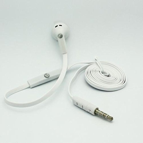 Mono Wired Headset with Microphone - Single Earbud Hands-Free Headphone with 3.5mm Jack (White) for Kyocera DuraXV LTE - Perfect for Driving, Office Calls & Customer Service